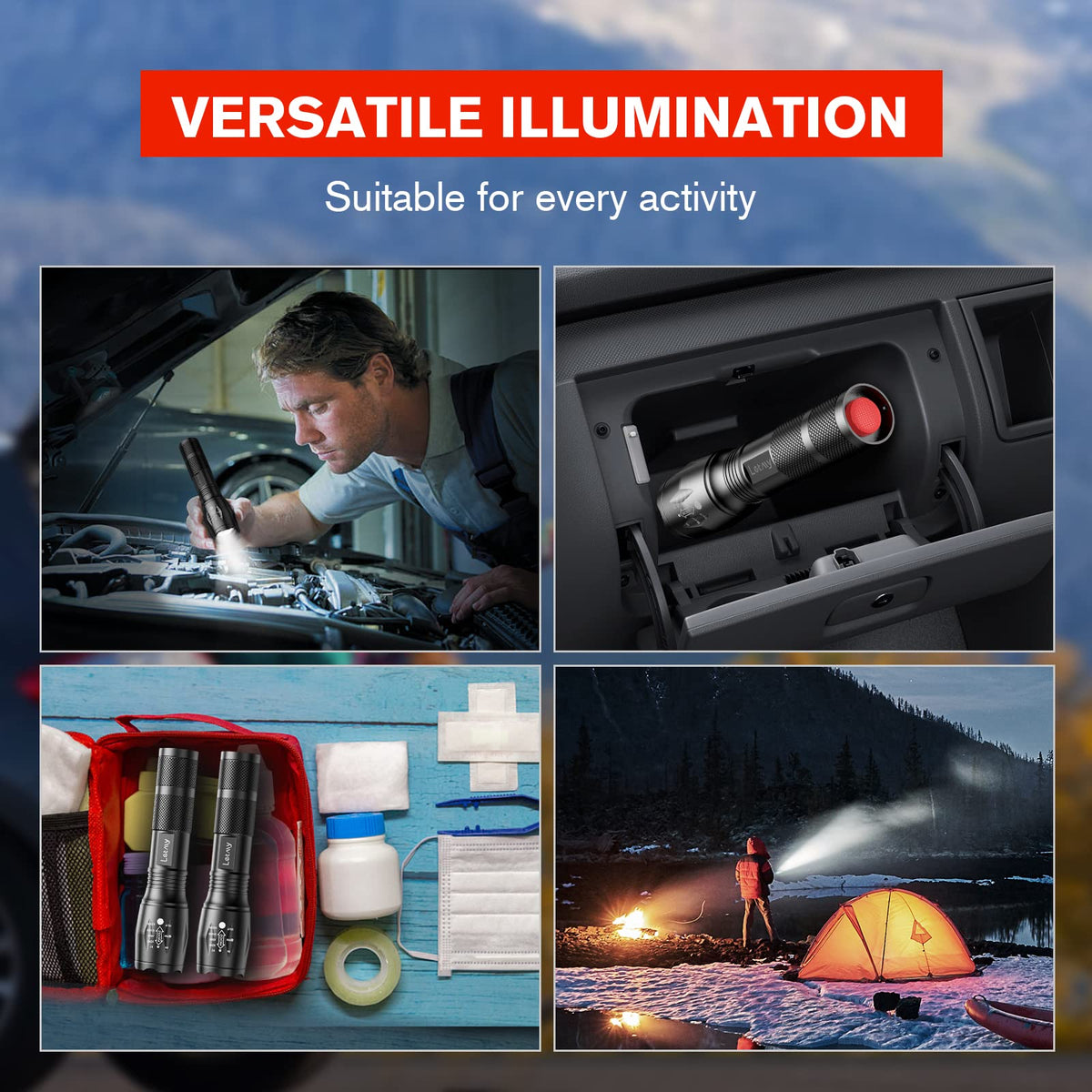 2-Pack S1000 PRO Adjustable-Focus LED Flashlights