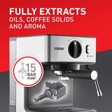 Sunbeam Café Espresso II Coffee Machine | Espresso, Latte & Cappuccino Coffee Maker| 1.7L Water Tank | Milk Frother | 15 Bar Italian Pump | Stainless Steel Milk Jug | Silver