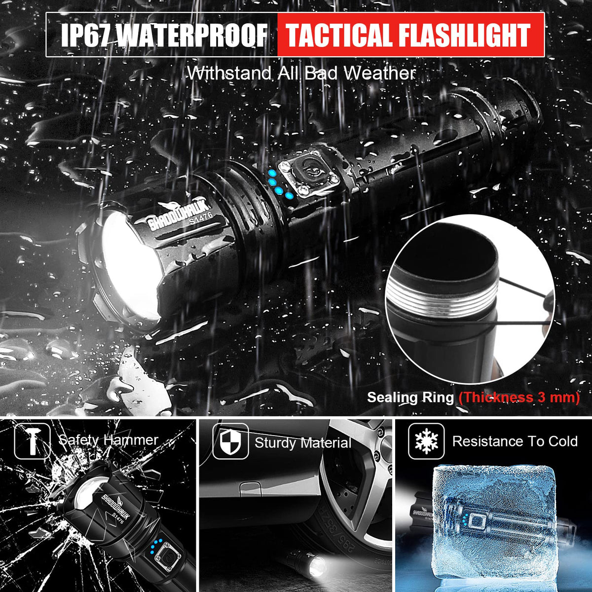 Rechargeable Zoom LED Torch with Power Bank