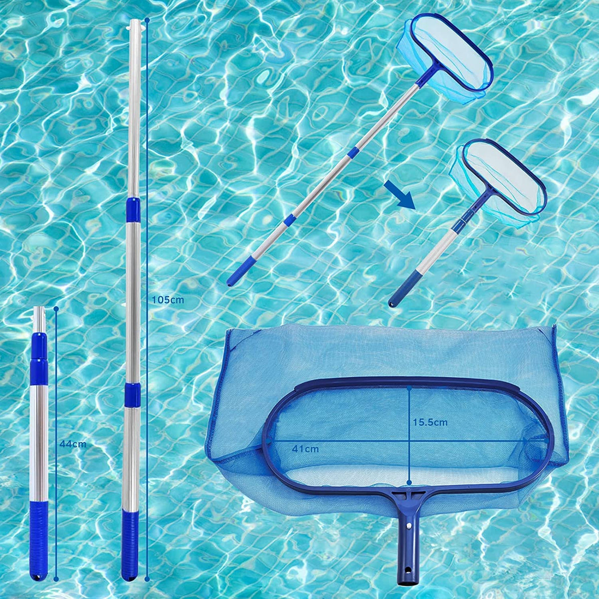 Deep-Bag Pool Skimmer Net with Fine Mesh
