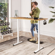 140 x 70cm Large Electric Standing Desk, Height Adjustable Sit to Stand Desk, Metal Frame & Powerful Motor, Button Controller, Headphone Hook, Ergonomic Standing Workstation