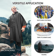Adult Hooded Waterproof Rain Poncho with Reflective Strips