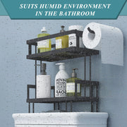 Bathroom Over The Toilet Storage Shelf, 2-Tier Bathroom Storage Organizer Shelves, Space Saver Small, Black