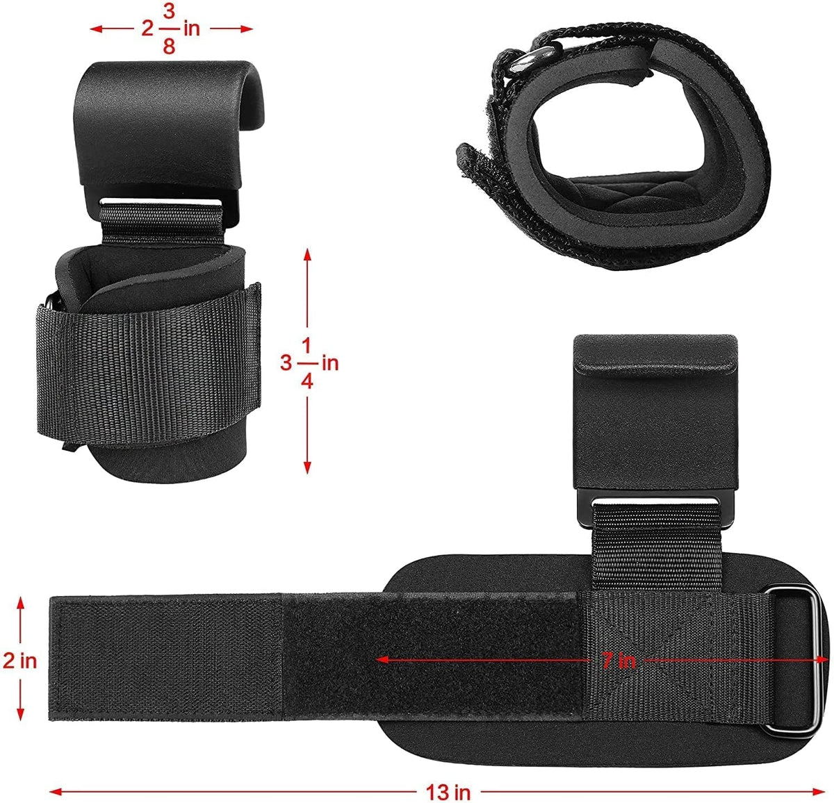 Heavy-Duty Lifting Hooks with Wrist Straps – Pair