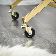 Gold Steel Bar Cart with Glass Rack