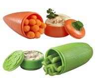 Hutzler Attack Snack Carrot & Celery Containers with Dip Cups – 2 Pack