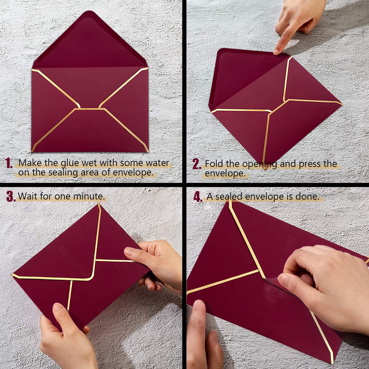 50-Pack A7 V-Flap Envelopes with Gold Border for 5 × 7 Cards