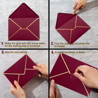 50-Pack A7 V-Flap Envelopes with Gold Border for 5 × 7 Cards