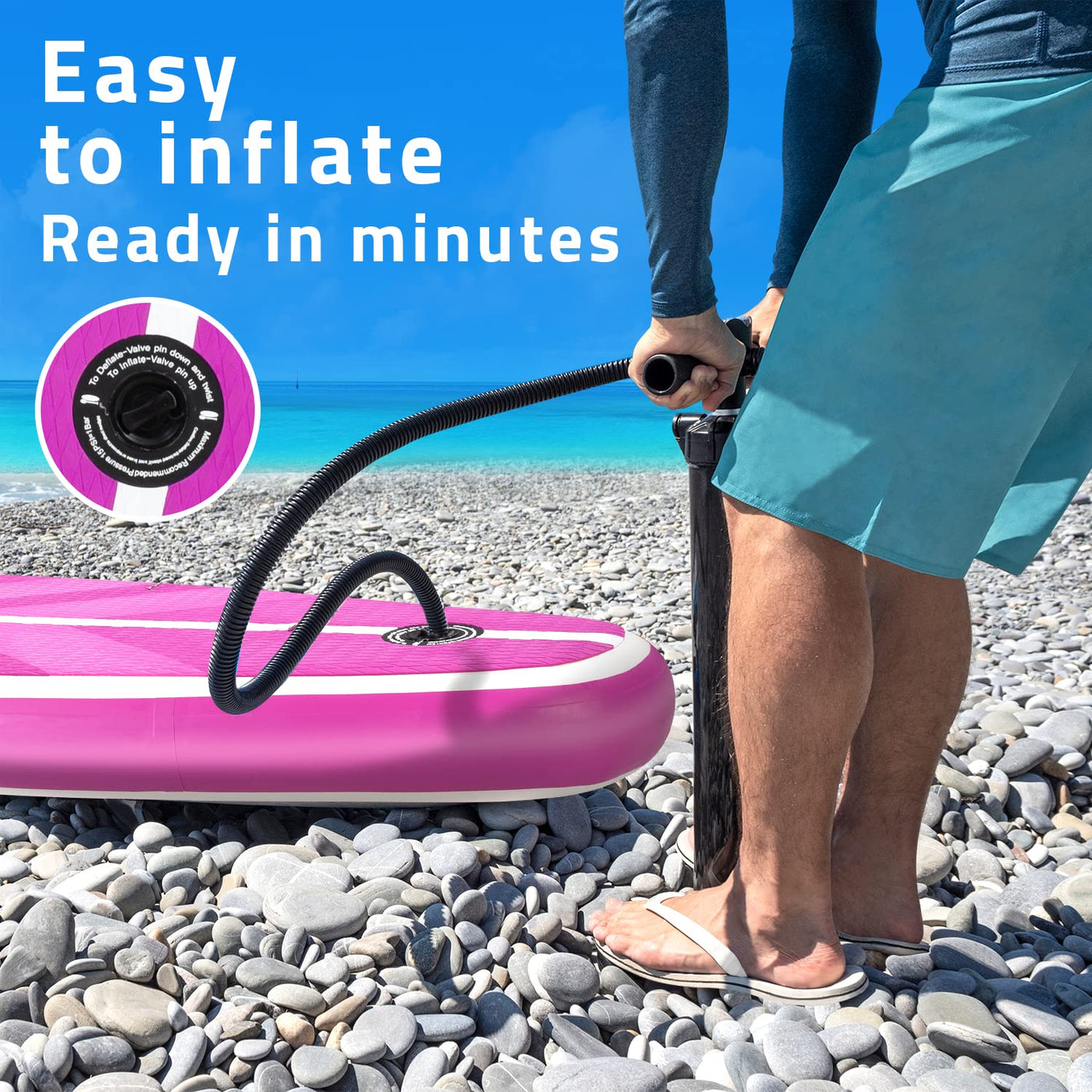 10 ft 6 in Inflatable Stand-Up Paddle Board Bundle – Pink
