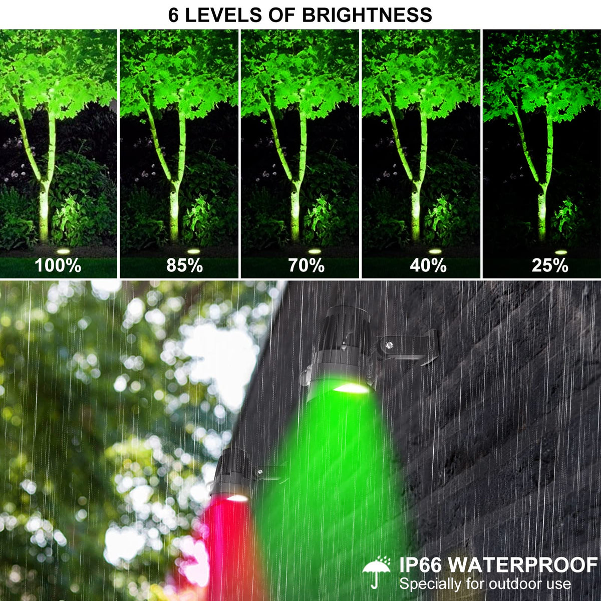 RGB Solar Spotlights Outdoor, 4-in-1 Solar Garden Lights, Waterproof IP66 Solar Powered Spotlight, 12 Colors Changing, Remote Control, LED Landscape Lighting for Yard Patio Lawn Garden