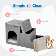 3-Step Foldable Pet Stairs with Storage & Resting Cubby – 20 kg
