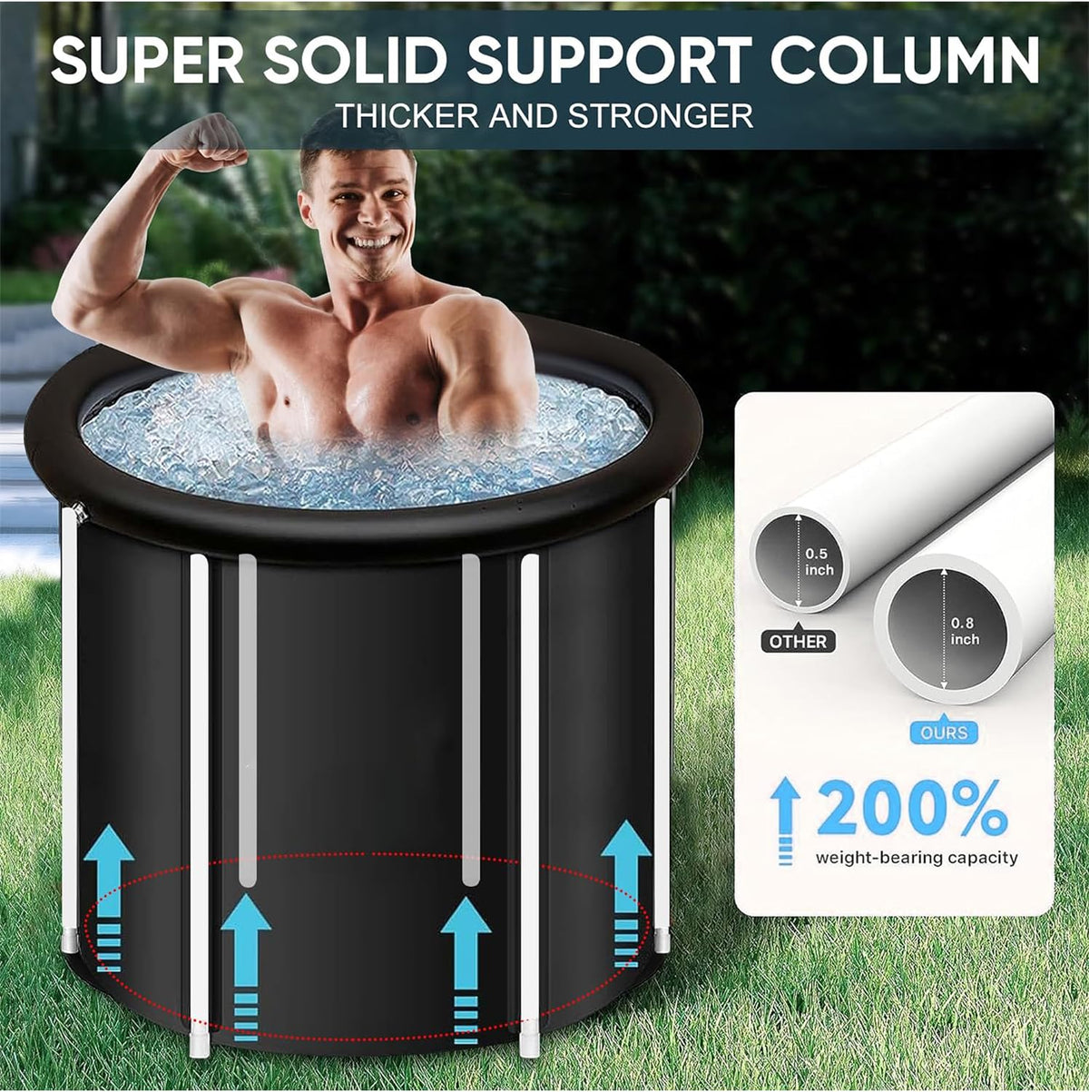 85 × 75 cm Portable Ice Bath Tub with Cover