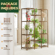 10-Shelf Eucalyptus Wood Plant Stand
