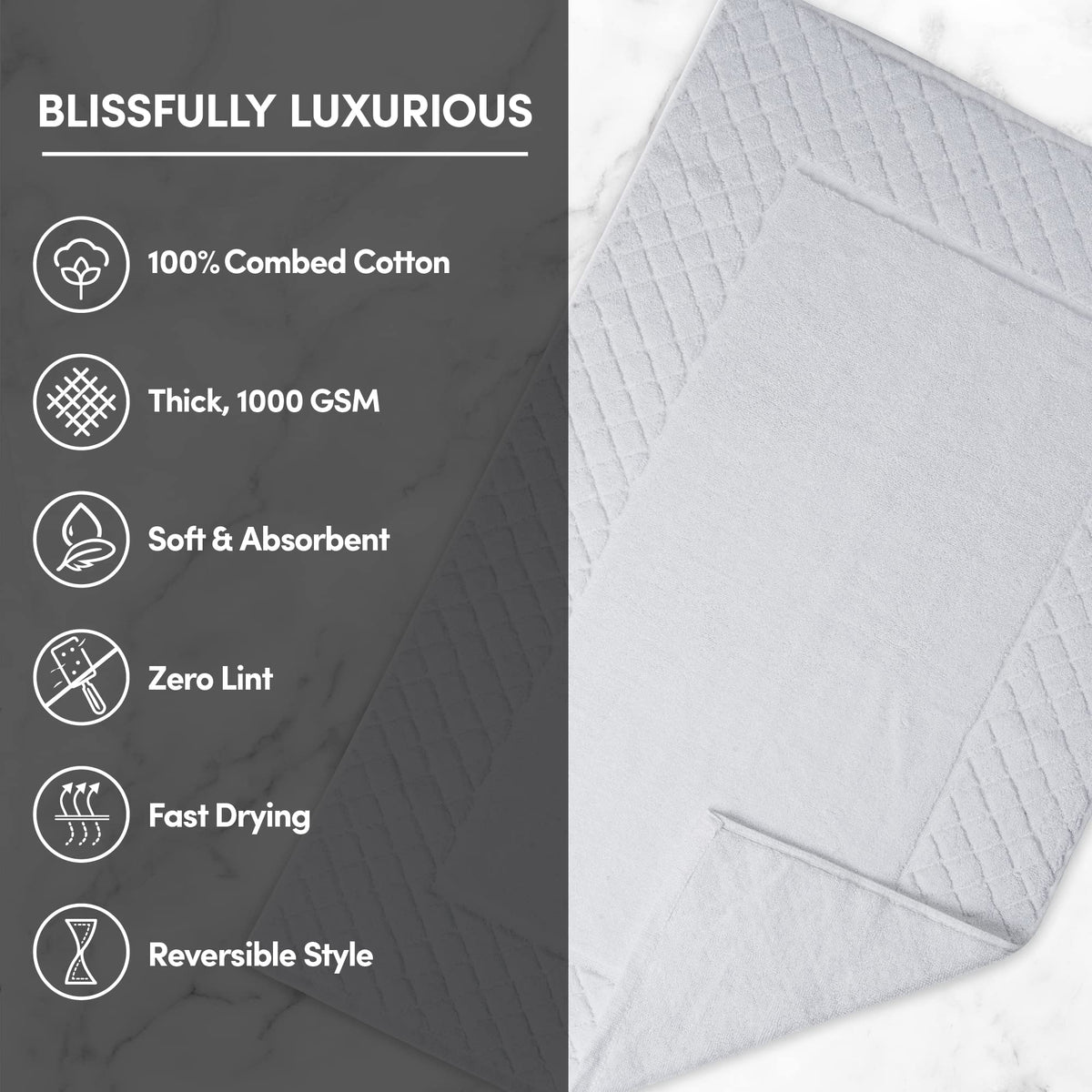 2-Piece 1000 GSM Combed-Cotton Bath Mat Set – 50 × 80 cm