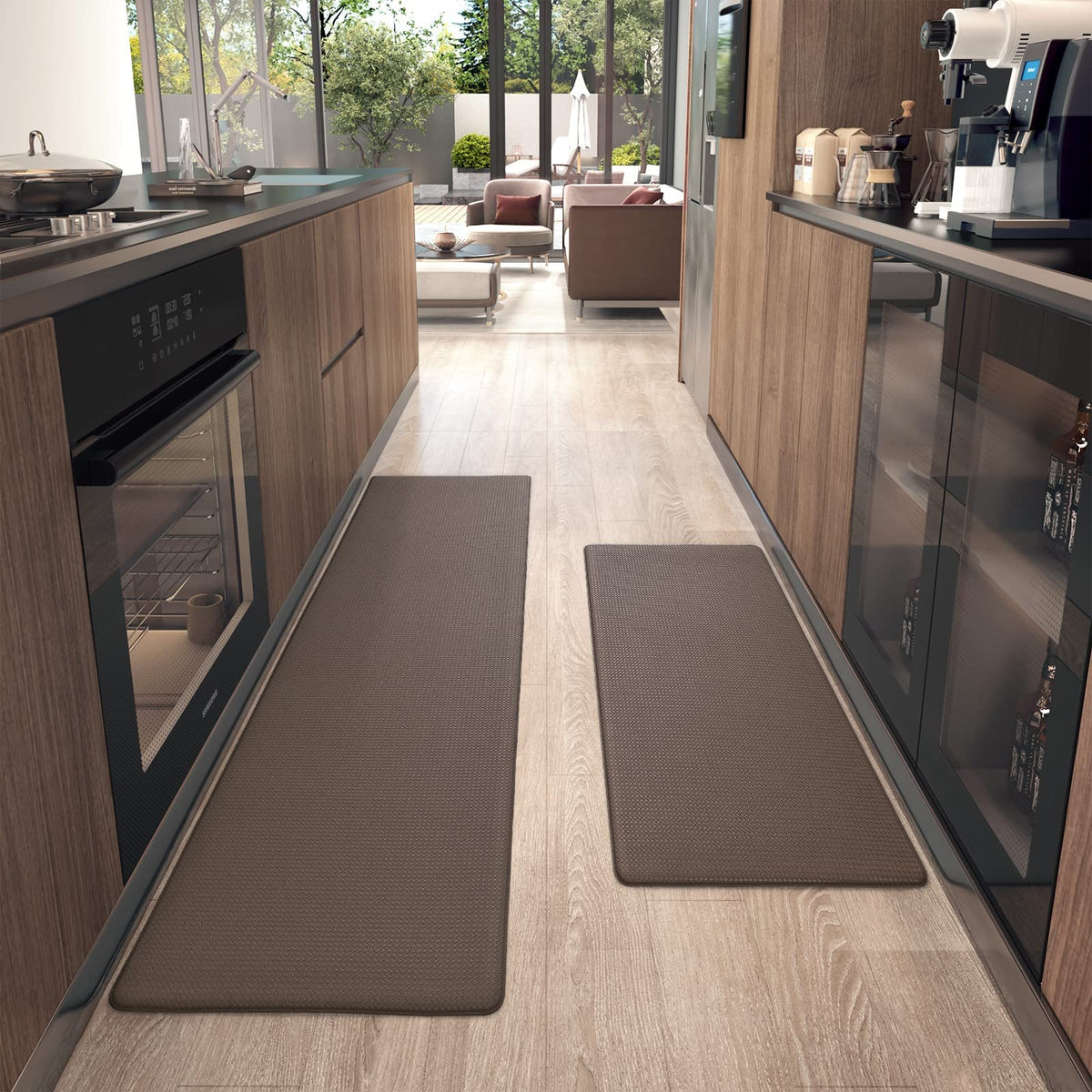 2-Piece 9 mm Waterproof Kitchen Mat Set with Grippers
