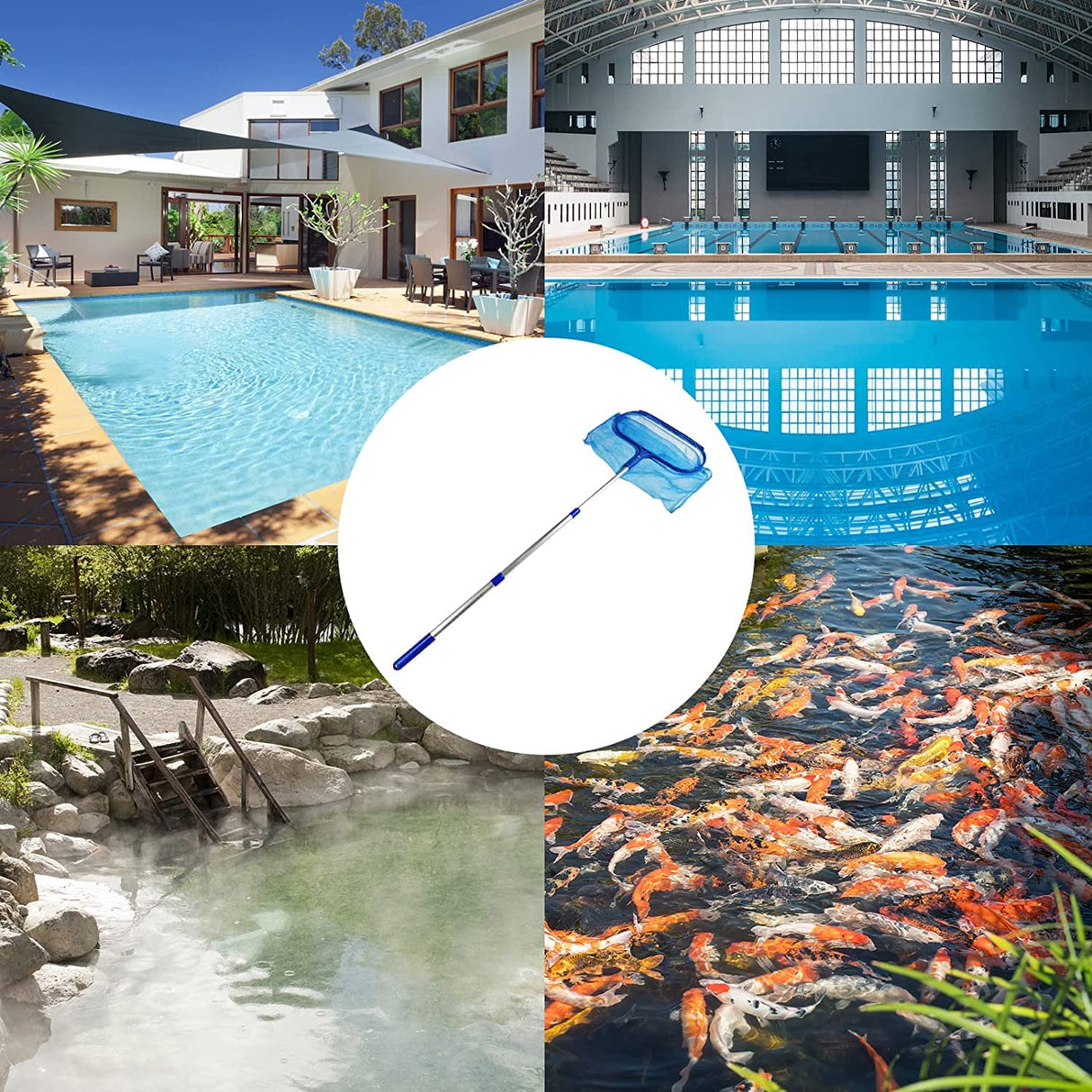 Skimmer Net for Cleaning,Wide Heavy Duty Pool Leaf Rake with Fine Mesh & Deep Bag, Swimming Pool Nets, Debris Catcher with Strong Plastic Frame for Inground & Above Ground Pools, Ponds