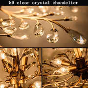 Crystal Chandeliers,Vintage Pendant Lighting Crystal Chandelier Lighting Fixtures with 8 Lights,Ceiling Light Fixture for Living Room Bedroom Restaurant Porch Hallway (Gold)