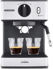 Sunbeam Café Espresso II Coffee Machine | Espresso, Latte & Cappuccino Coffee Maker| 1.7L Water Tank | Milk Frother | 15 Bar Italian Pump | Stainless Steel Milk Jug | Silver