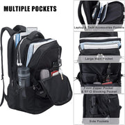 Travel Laptop Backpack Water Resistant Business Backpack USB Charging Port Computer Backpack Men Women College School Bag Fit 16 inch Laptops… (Black)