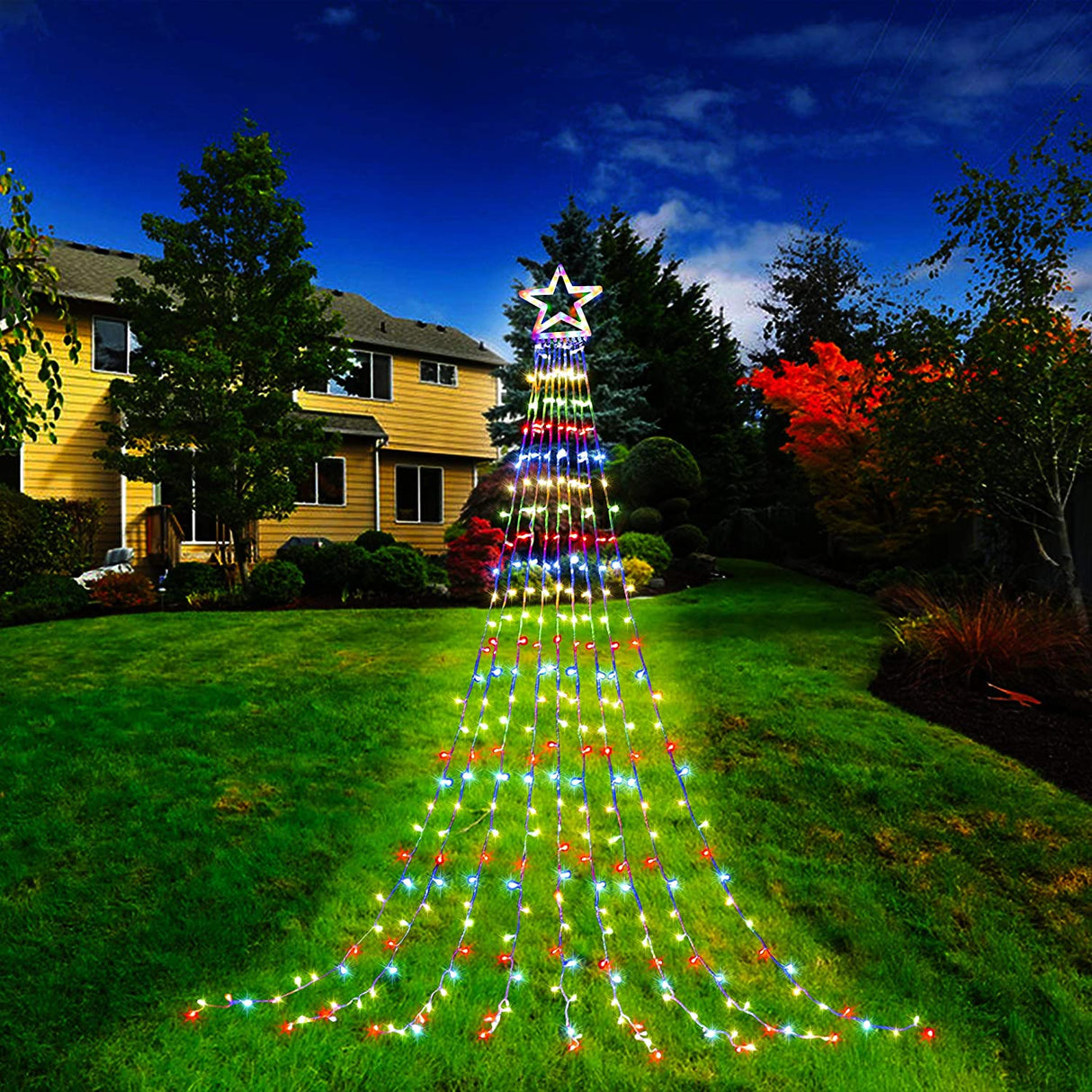 Waterfall Christmas Star Lights LED Waterproof Tree Topper Lights (Multicolour)