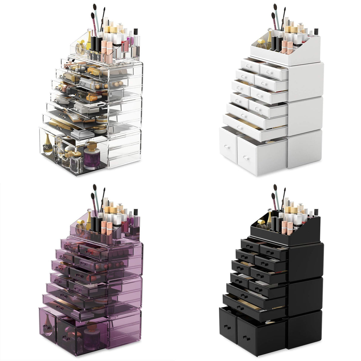 Readaeer Black 12-Drawer Makeup Organiser with 16 Compartments