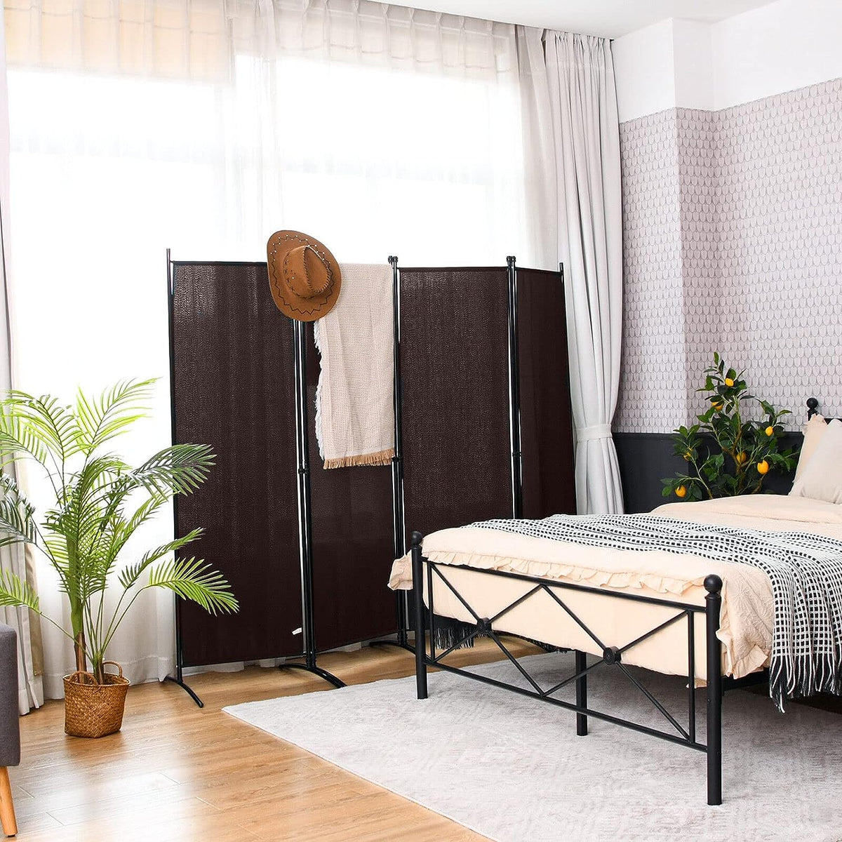 221 × 172 cm 4-Panel Fabric Room Divider – 3 Colours