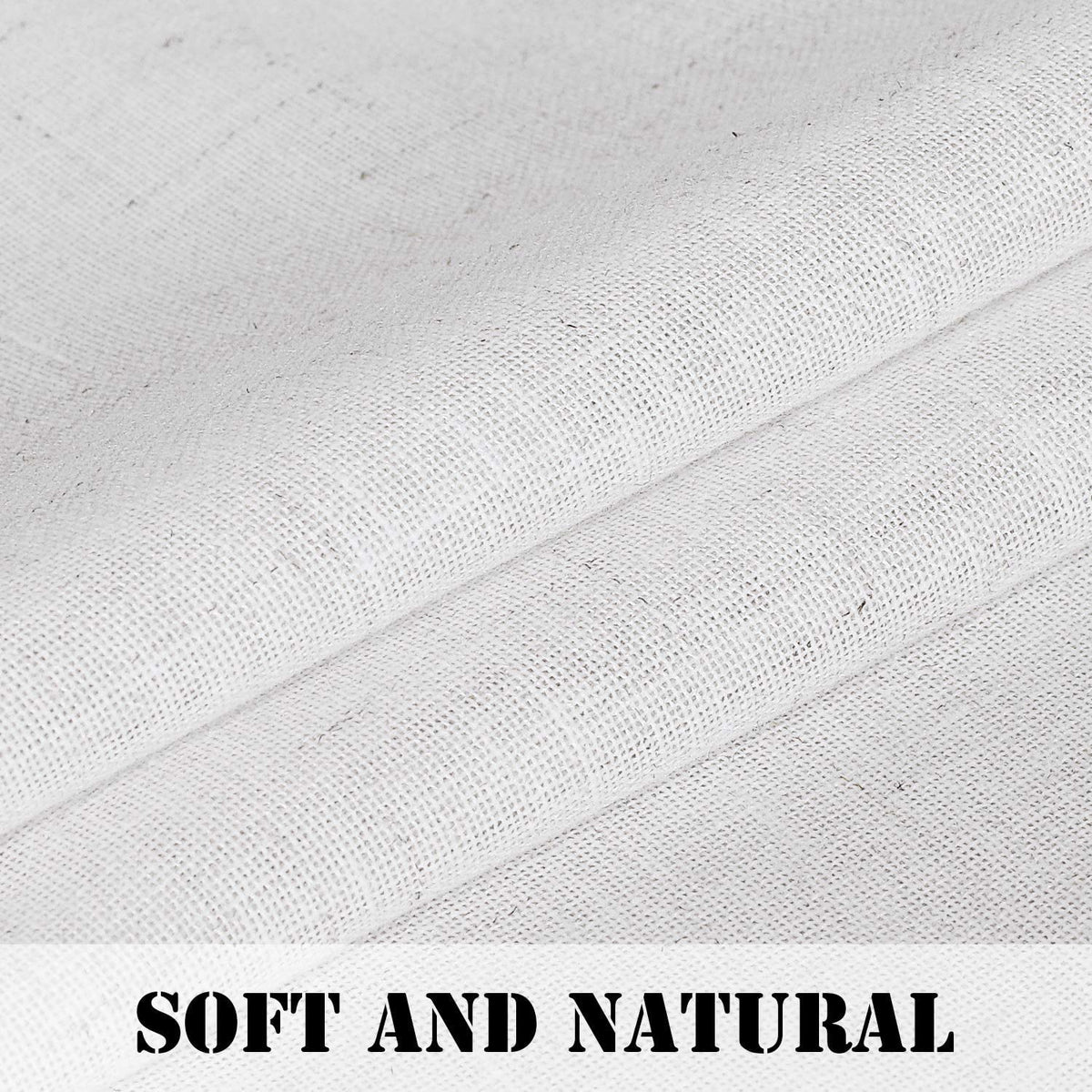 White Semi-Sheer Linen-Blend Curtains – 132 × 243cm, Pair