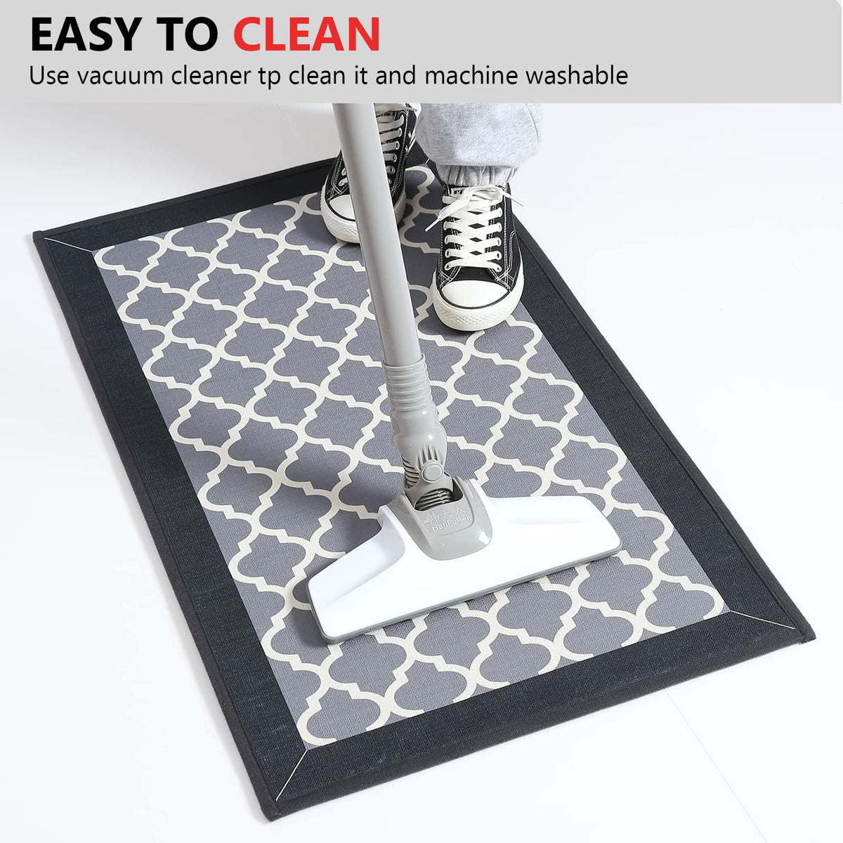 2-Piece Dark Blue Absorbent Kitchen Mat Set