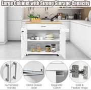 Rolling Kitchen Island with Drawer, Cabinet & Side Racks