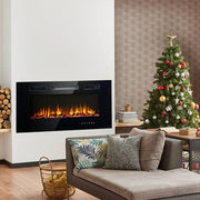 2-in-1 40 Inch Wall Recessed Mounted Electric Fireplace Heater 900/1800W w/5 Flame Settings