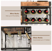 3-Tier Rolling Bar Cart with Removable Serving Tray