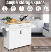 Rolling Kitchen Island with Drawer, Cabinet & Side Racks