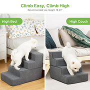 4-Step Grey Pet Stairs with Foam Core & Washable Cover – 45 cm