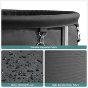 Laundry Basket with Wheels, Rolling Laundry Hamper, Round Laundry Cart with Steel Frame and Removable Bag, 4 Casters and 2 Brakes, Black and Silver URLS001B01