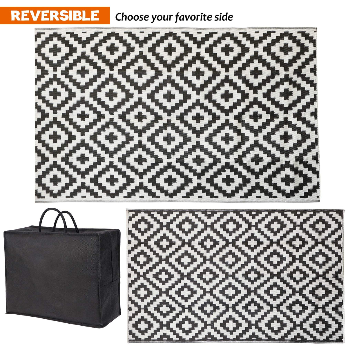 150 × 245 cm Reversible Plastic-Straw Outdoor Rug