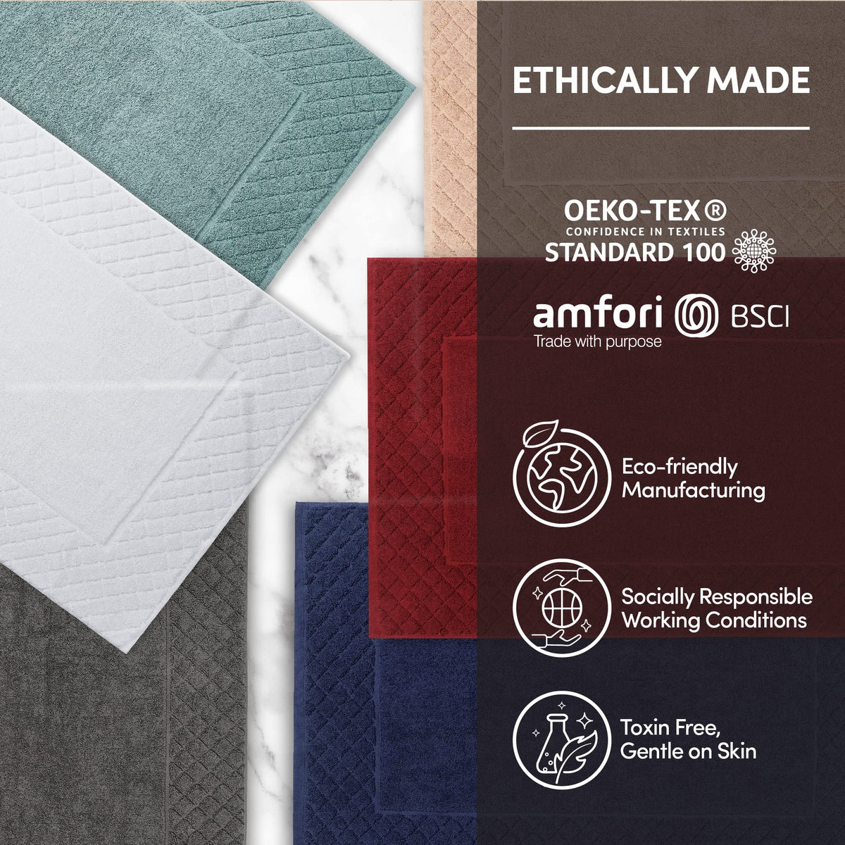 2-Piece 1000 GSM Combed-Cotton Bath Mat Set – 50 × 80 cm