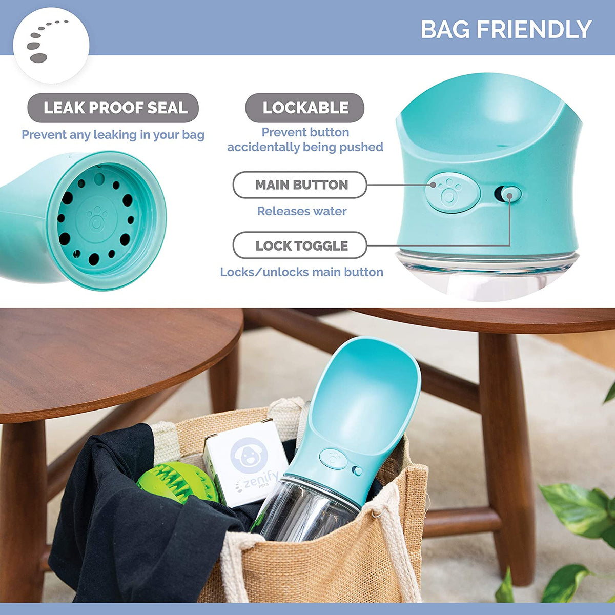 Dog Water Bottle for Walking Hiking Camping Beach Outdoor Travel Lead Leash Accessory Puppy Dogs Pets Drink Alternative to Pet Collapsible Bowl Small (350ml (S/M) Blue)