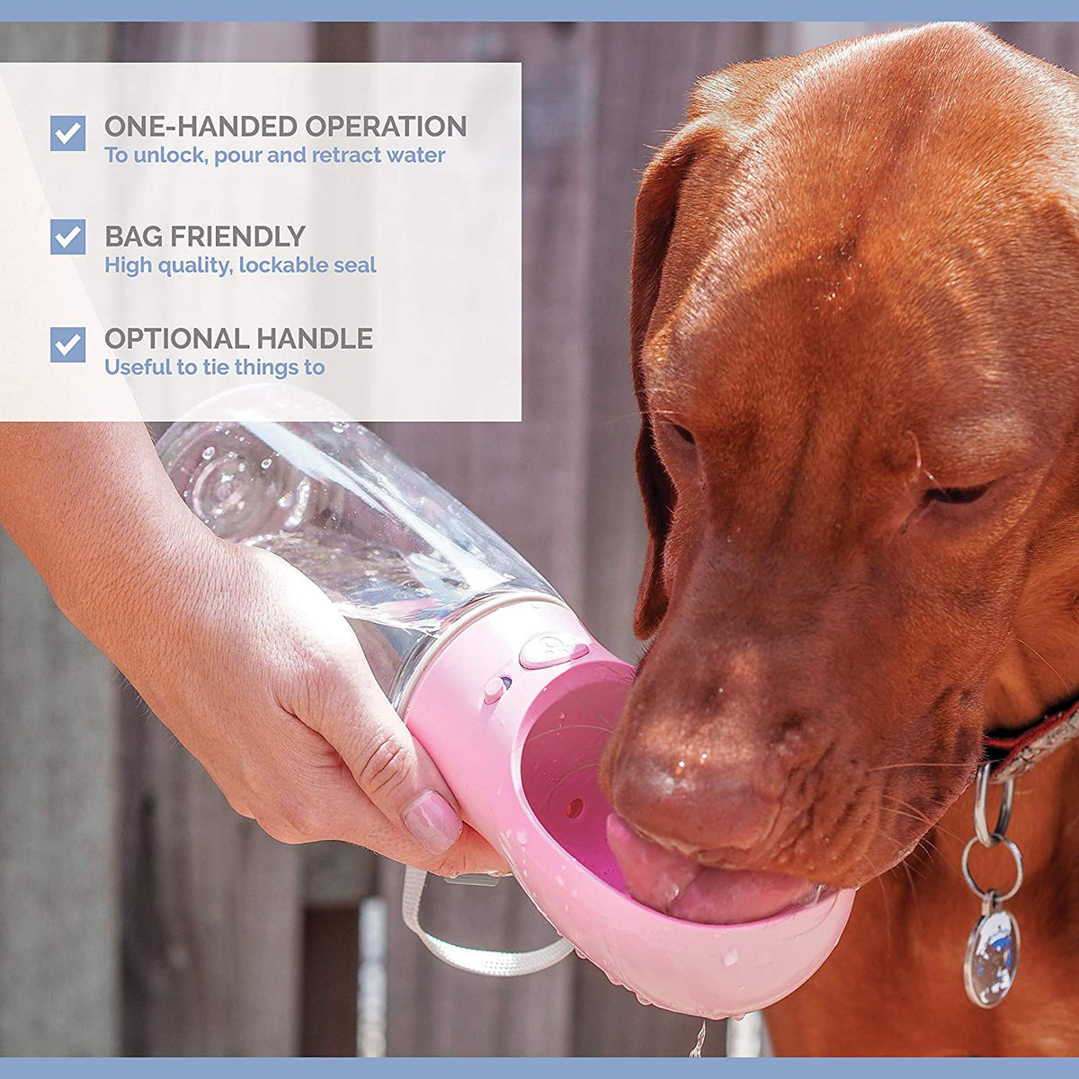 Dog Water Bottle for Walking Hiking Camping Beach Outdoor Travel Lead Leash Accessory Puppy Dogs Pets Drink Alternative to Pet Collapsible Bowl Small (350ml (S/M) Blue)