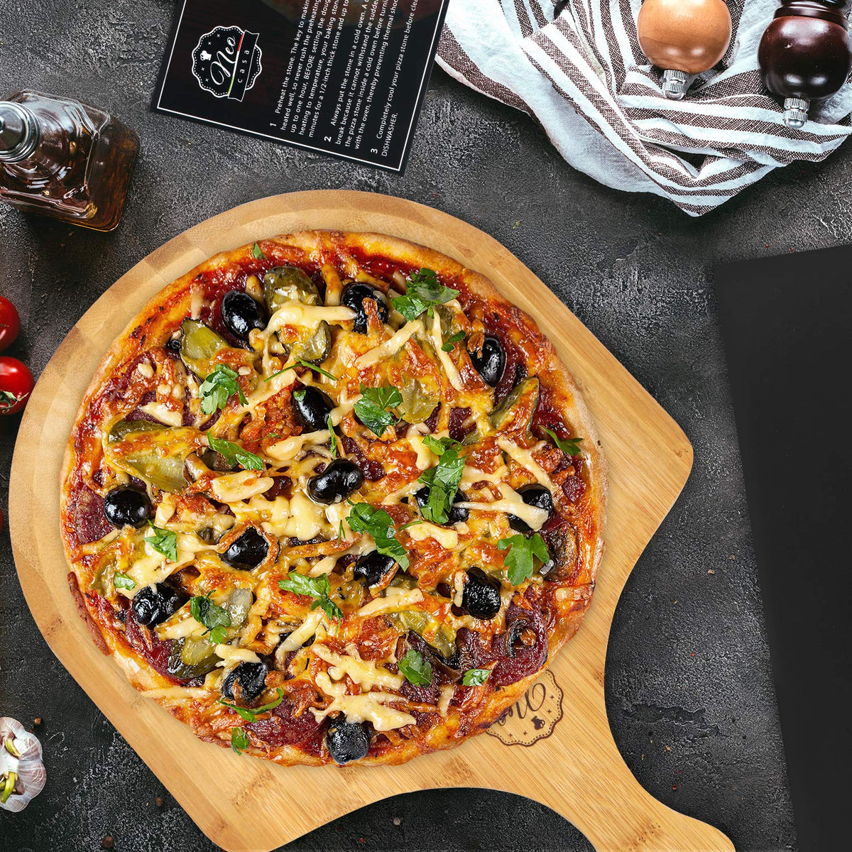 Black Ceramic Pizza Stone Pan Set