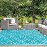 150 × 245 cm Aqua-Blue Reversible Outdoor Rug