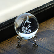 3D Laser Hummingbird Crystal Ball Paperweight Figurines Glass Crystal Ball with Stand Gift 60mm
