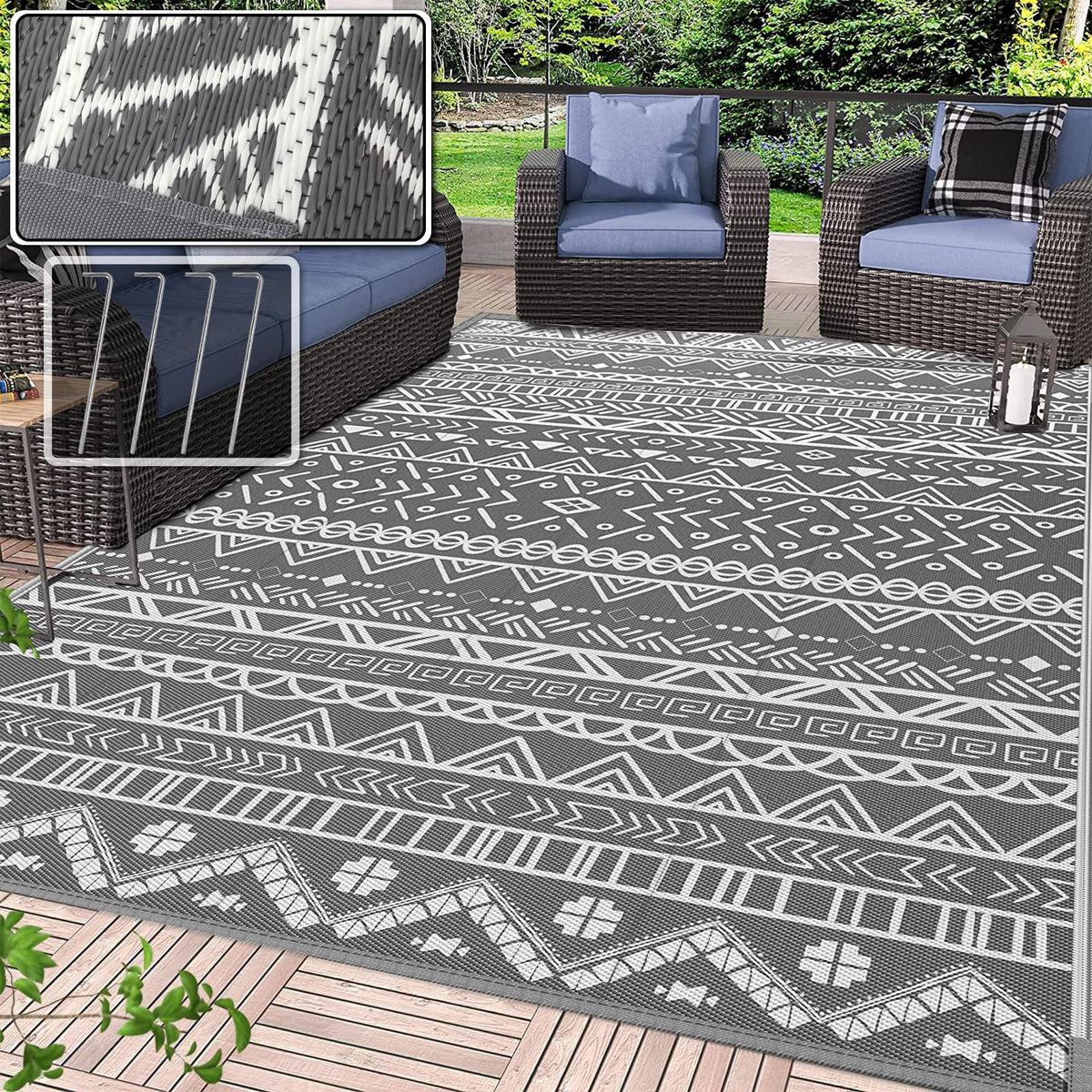 150 × 240 cm Reversible Outdoor Patio & Camping Rug