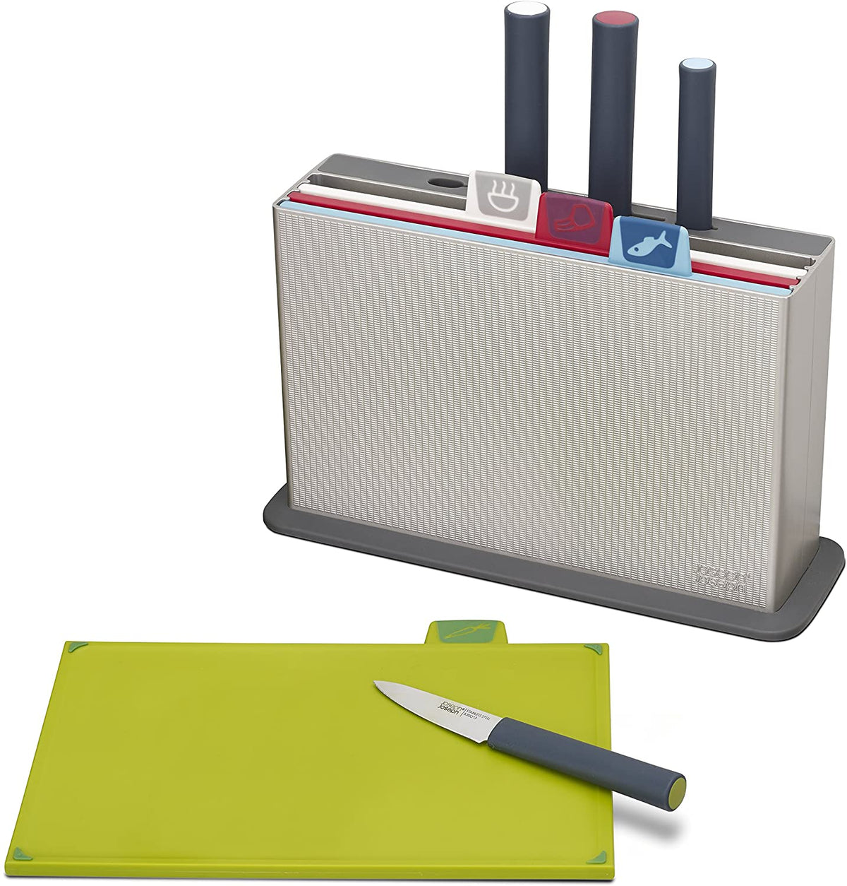 Cutting Board Set with 4 Matching Knives and Storage Case