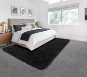 Black Area Rug for Bedroom,4'X6', Fluffy Shag Rug for Living Room, Furry Carpet for Kids Room, Shaggy Throw Rug for Nursery Room, Fuzzy Plush Rug, Black Carpet, Rectangle, Cute Room Decor for Baby