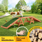 Fir-Wood Dog Agility Arch Bridge with Artificial Grass – 70 kg