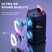 JYX T9 Dual 8-Inch Trolley Karaoke Speaker with 2 Microphones
