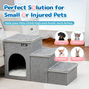 3-Step Foldable Pet Stairs with Storage & Resting Cubby – 20 kg