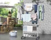 Four-Tier Folding Clothes-Drying Rack with Wheels
