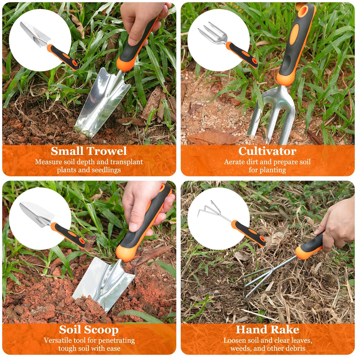7-Piece Stainless-Steel Garden Tool Set with Tote