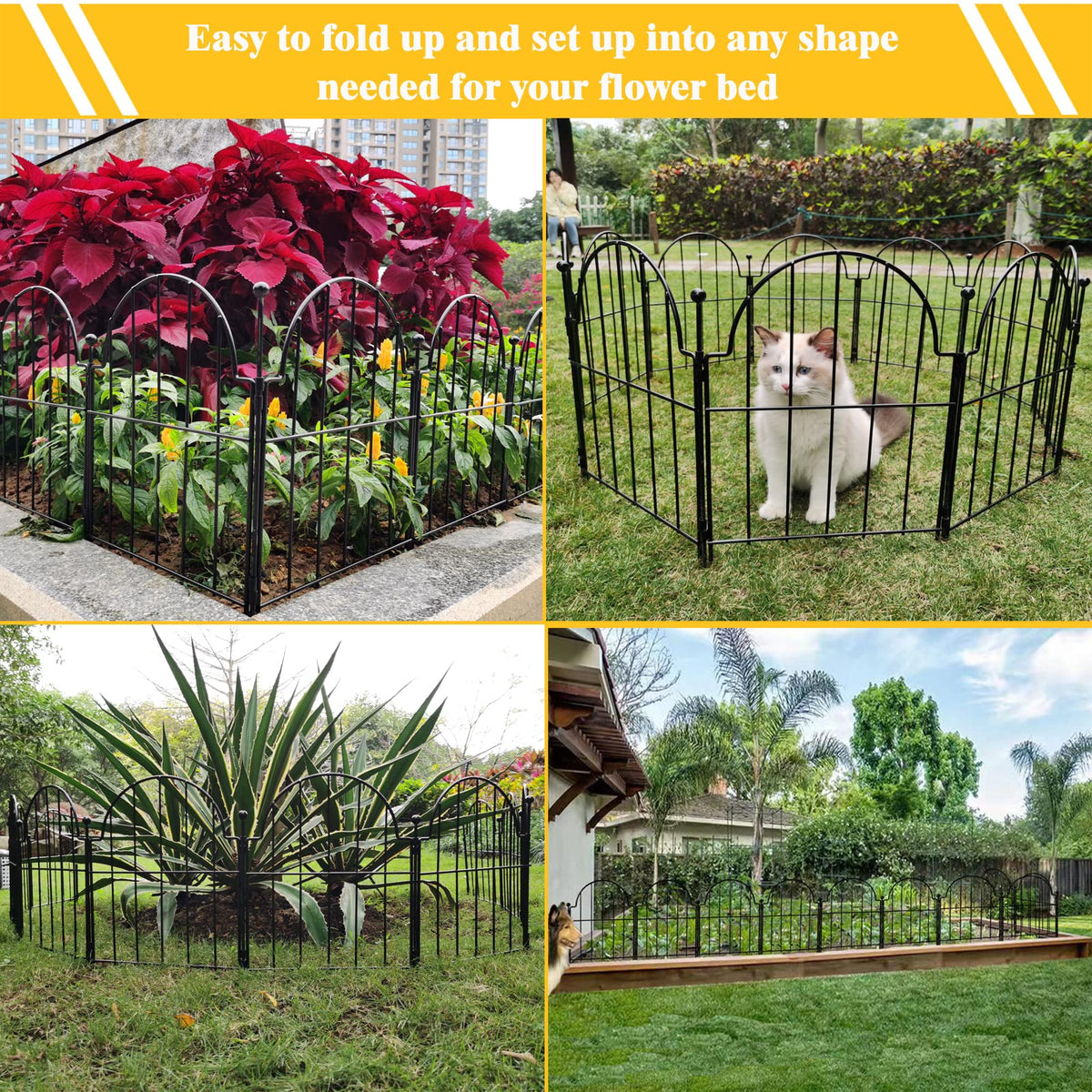 No-Dig Arched Metal Garden Fence – 10 Pack